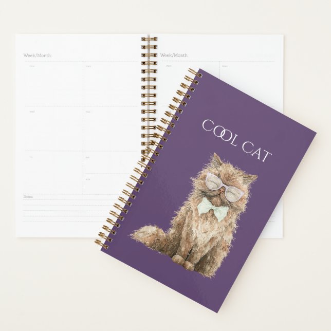 Brown Cool Cat Glasses   Planner (Display)