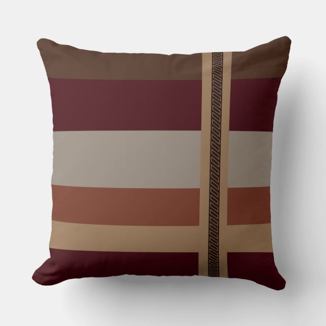 Brown, copper and Red Throw Pillow (Front)
