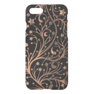 Brown Copper Black Decorative Metallic Stars iPhone SE/8/7 Case