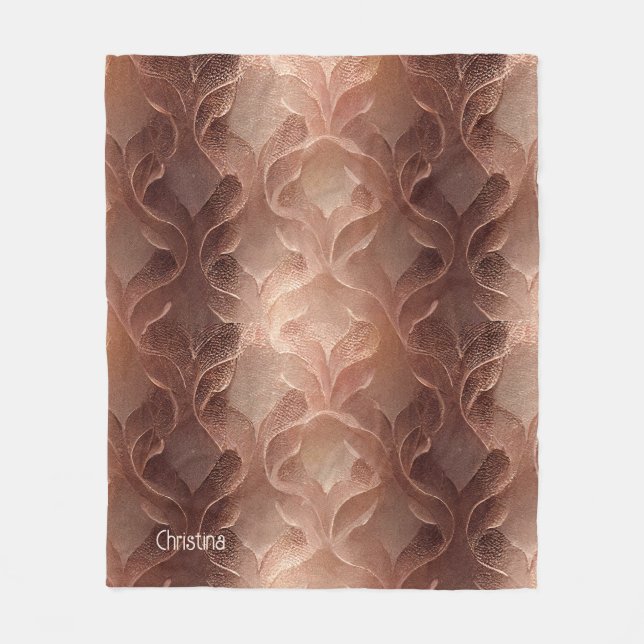 Brown copper inspired gradient modern luxury  fleece blanket (Front)