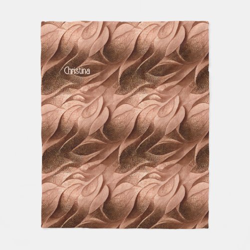 Brown copper inspired gradient modern luxury  fleece blanket