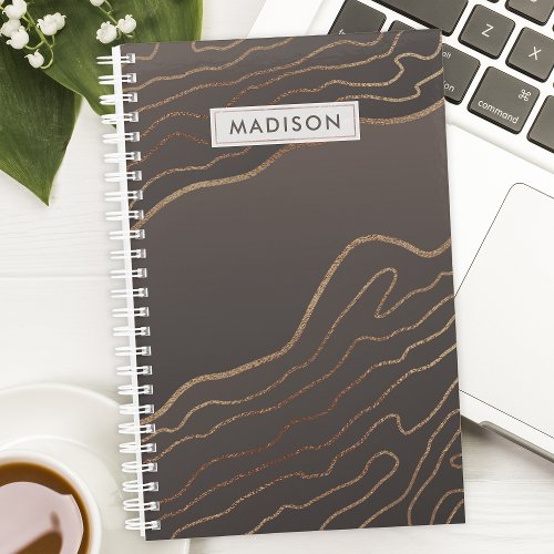 Brown Copper Modern Abstract Agate Personalized Planner