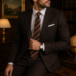 Brown Copper Regimental Luxury Old Money Neck Tie