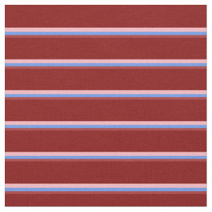 Brown, Cornflower Blue, Light Pink & Maroon Lines Fabric