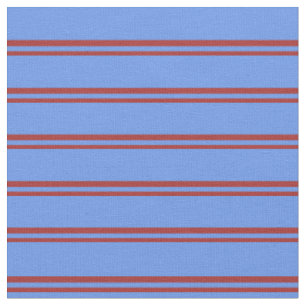 Brown & Cornflower Blue Lines Pattern Fabric