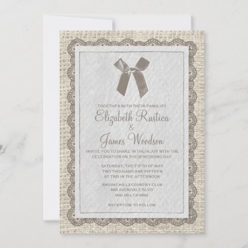 Brown Country Burlap Wedding Invitations
