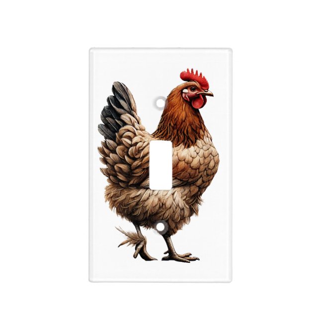 Brown Country Chicken Farm Barnyard Kitchen Light Switch Cover (Front)