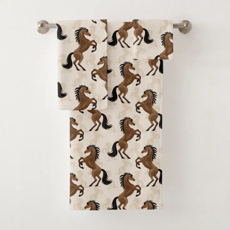Brown Country Horses Bath Towel Set Zazzle