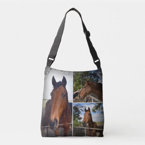 Brown Country Horses Photo Collage Crossbody Bag