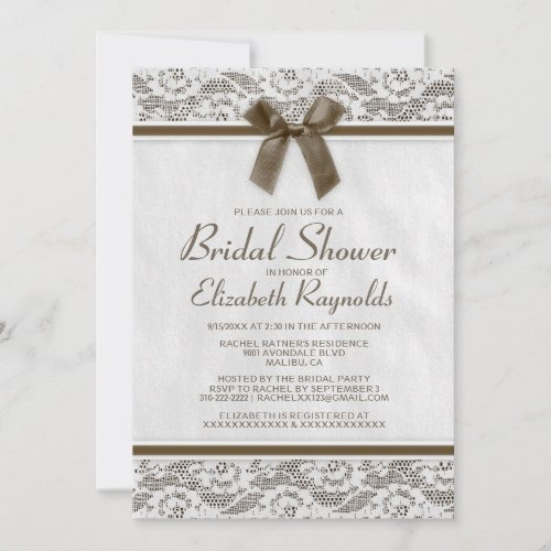 Brown Country Lace Bridal Shower Invitations