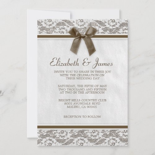 Brown Country Lace Wedding Invitations