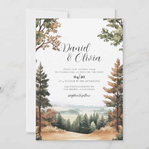 Brown County Forest Hill Indiana Wedding Invitaion Invitation