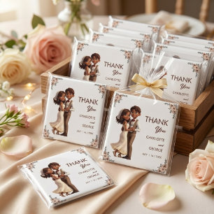 Brown couple newlyweds dancing wedding favors magnet