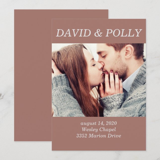Brown Couple Photo Invitation (Front/Back)