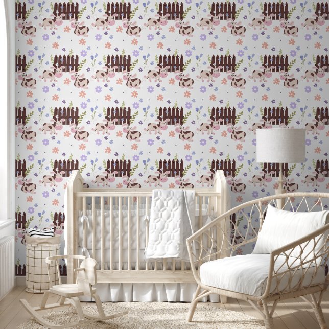 Brown Cow and Fence Wallpaper (Kids)