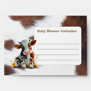 Brown Cow Baby Shower Invitation Envelope