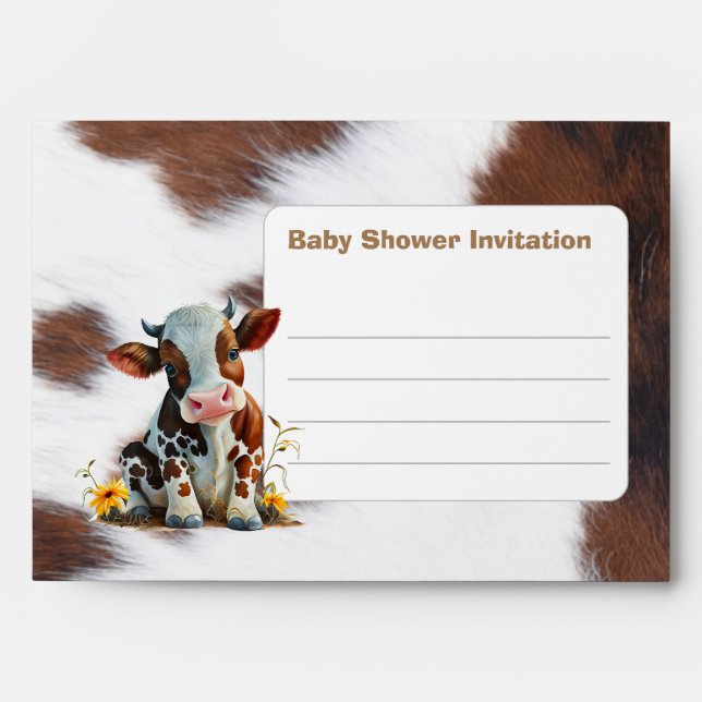 Brown Cow Baby Shower Invitation  Envelope (Front)