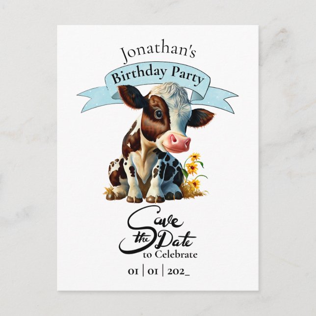 Brown Cow Birthday Boy Postcard (Front)
