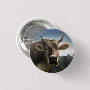 Brown Cow Face Button