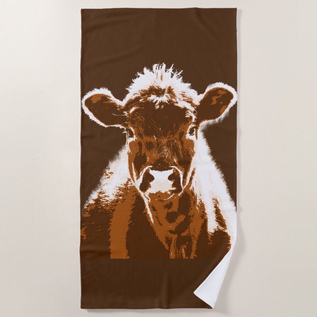 Brown Cow Farm Animal Beach Towel (Front)