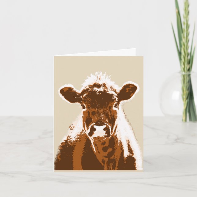 Brown Cow Farm Animal Blank Note Card (Front)