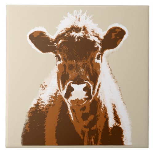 Brown Cow Farm Animal Ceramic Tile