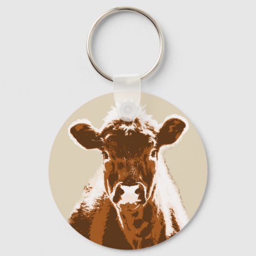 Brown Cow Farm Animal Keychain