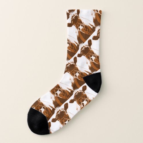 Brown Cow Farm Animal pattern Socks