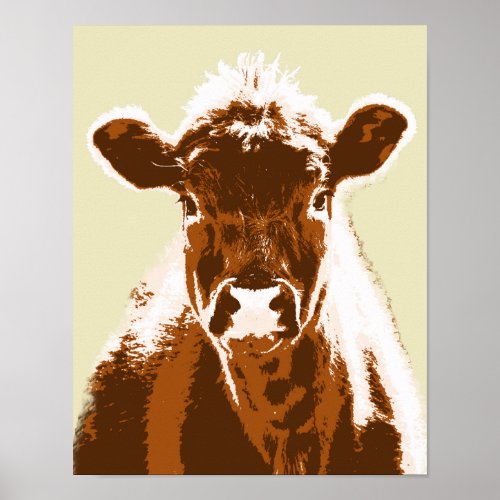 Brown Cow Farm Animal Poster