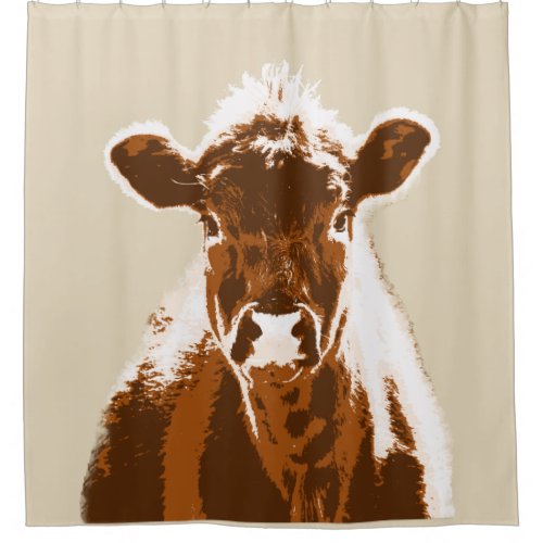 Brown Cow Farm Animal Shower Curtain