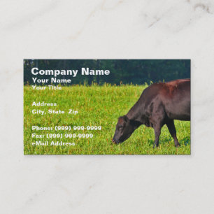 Brown Cow Feeding on Grass Business Card