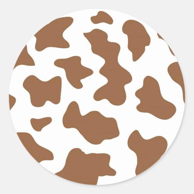 Brown Cow Print Classic Round Sticker (Front)