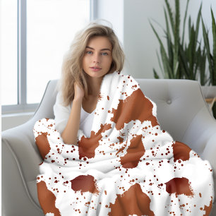 Brown Cow Print Fleece Blanket
