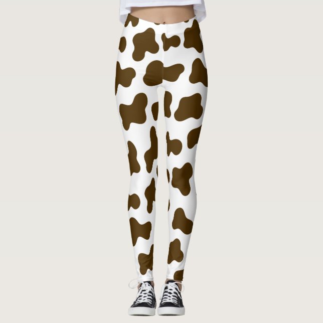 Brown Cow Print Leggings (Front)