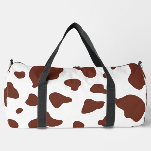 Brown Cow Print Pattern Duffle Bag