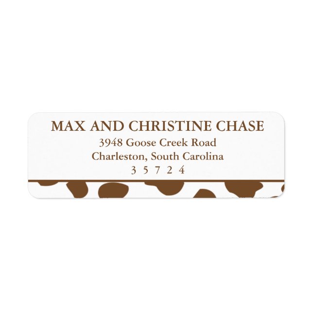 Brown Cow Print Pattern Labels (Front)