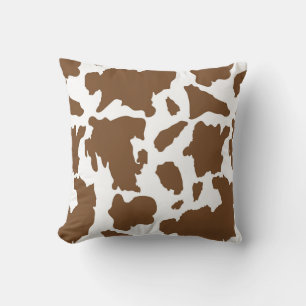 Brown Cow Print Pattern Throw Pillow