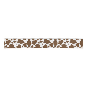 Brown Cow Spots Faux Cowhide Pattern Grosgrain Ribbon