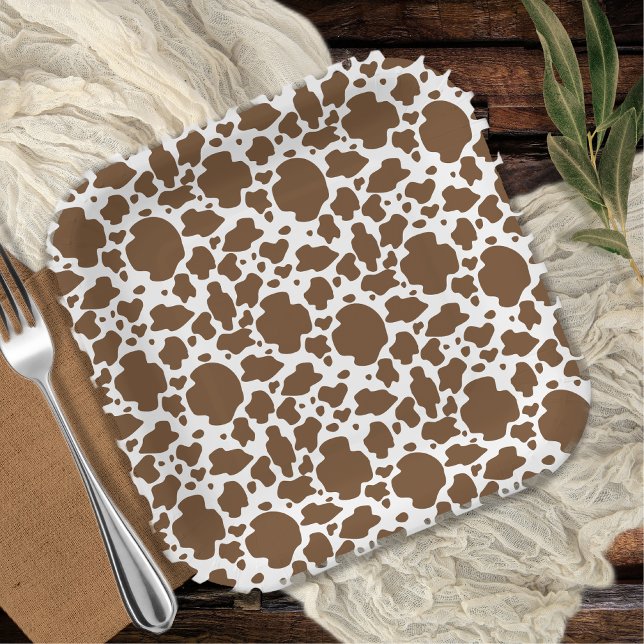 Brown Cow Spots Faux Cowhide Pattern Paper Plates (Brown Cow Spots Faux Cowhide Pattern Paper Plates)