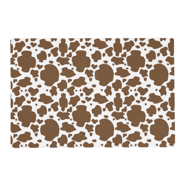 Brown Cow Spots Faux Cowhide Pattern Placemat (Front)