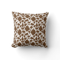 Brown Cow Spots Faux Cowhide Pattern Throw Pillow