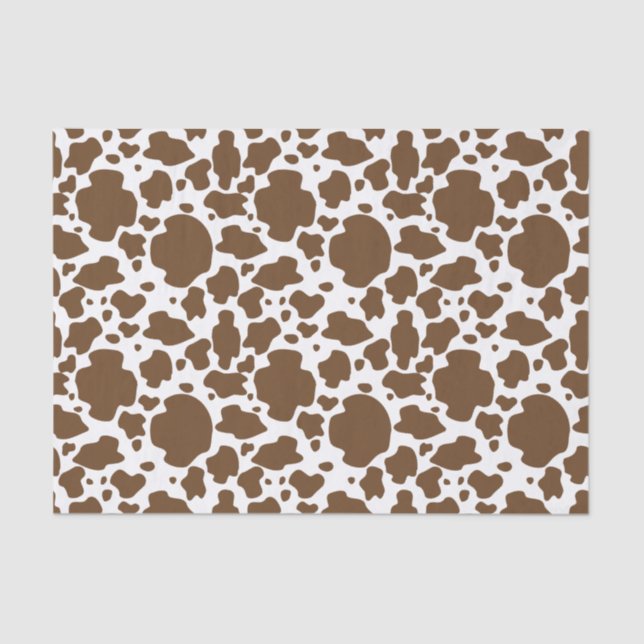 Brown Cow Spots Faux Cowhide Pattern Tissue Paper (Front)