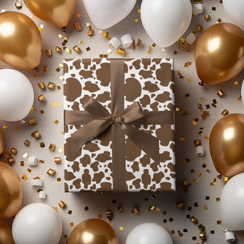 Brown Cow Spots Faux Cowhide Pattern Wrapping Paper