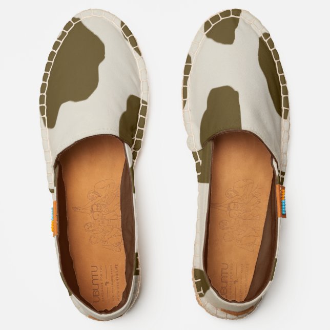Brown Cow Spots Faux Print Espadrilles (Front)