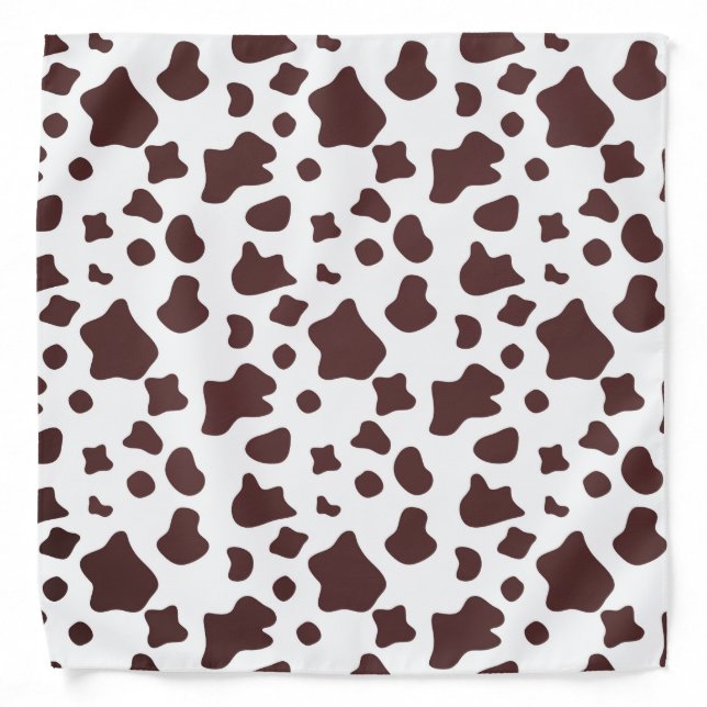 Brown cow spots pattern, animal fur print bandana (Front)