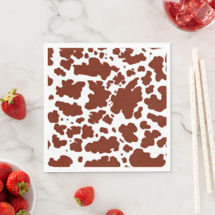 Brown Cow Spots Print Cowboy Farmer Napkins