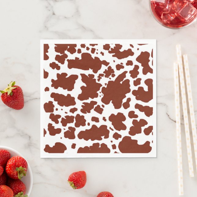 Brown Cow Spots  Print Cowboy Farmer Napkins (Insitu)