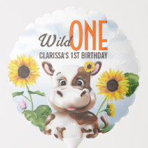 Brown Cow Sunflower Wild One Girl First Birthday