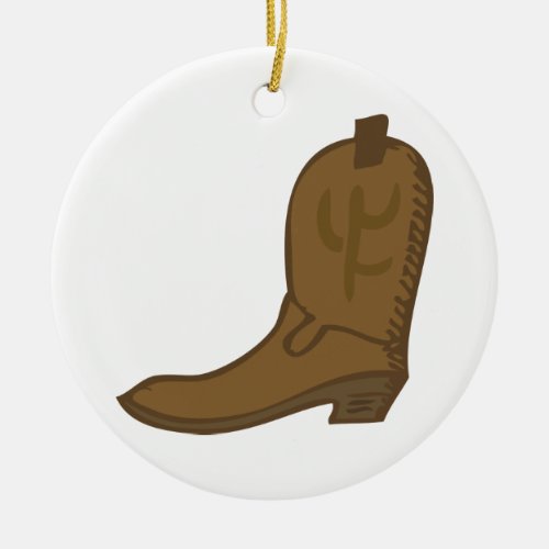 Brown Cowboy Boot Ceramic Ornament