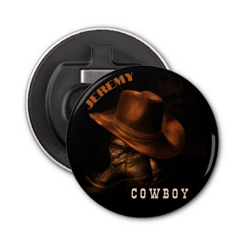 brown cowboy boot hat personalized bottle opener
